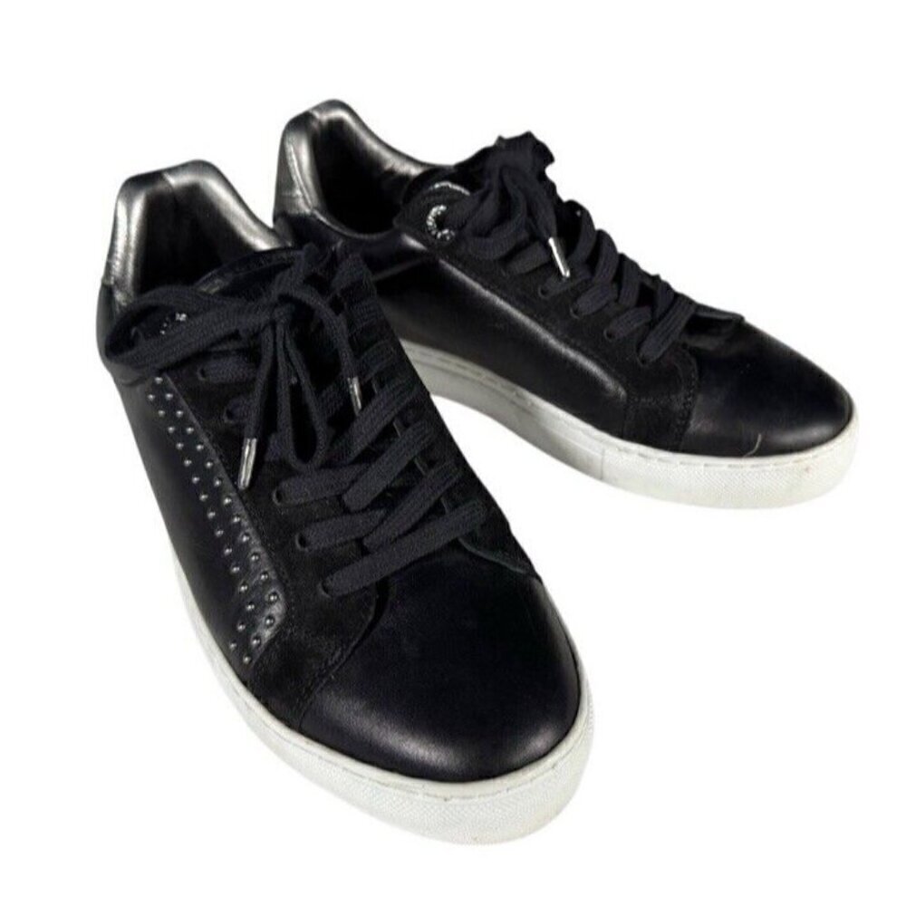 Zadig & Voltaire Women's Sz 37 (6.5) ZV1747 Black Leather Studded Sneakers